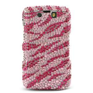 VMG Hot & Light Pink Zebra Stripes Design Hard 2 Pc Gem BLING Plastic 