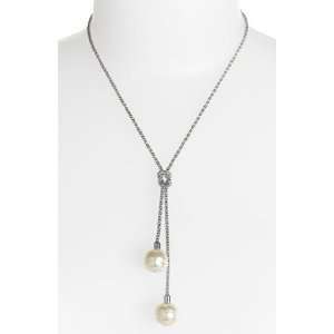  Majorica Love Knot 14mm Pearl Lariat Necklace Jewelry