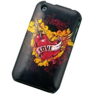 Iphone 3g 3gs Red Wing Love Heart Executive Leather Snap on Hard Cover 