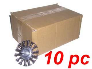 Box of 10   3 Knot Wheel Brush Shaft Shank wire drill  