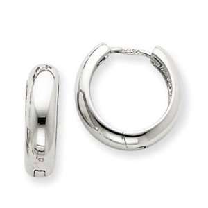  14k White Gold Huggie Hinged Hoop Earrings Jewelry