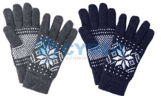 Pair Winter Mens Snow Gloves Man Knit Warm Wool Soft  