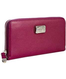 Tods middle magenta leather zip Mini D zip continental wallet