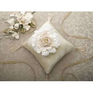   Glimmer Pillow Ivory Ring Pillow With Ivory Rose