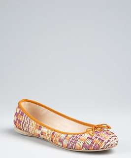 BELLE by Sigerson Morrison orange woven straw Belle bow flats