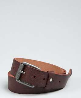 Bill Adler purple distressed leather antique buckle belt