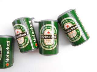 Lot of 4 Charms Plastic Beer Cans HEINEKEN GREEN Brand  