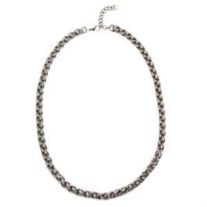    Mens Hematite Weave Necklace    Silver Jewelry