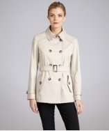 Cinzia Rocca stone cotton blend double breasted belted trench coat 