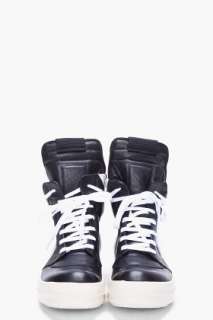 Rick Owens Black And White Geobasket Sneakers for men  