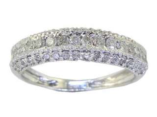 Pave Set 0.90C Round Diamond Jewelry White Gold Wedding Anniversary 