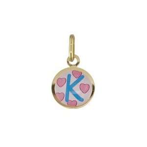  18K YG Blue K enamel Medal (11mm/18mm with Bail) Jewelry