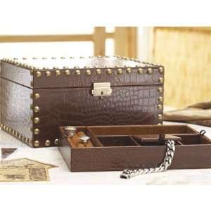  Studded Jewelry Box with Removable Tray in Medium Dark 