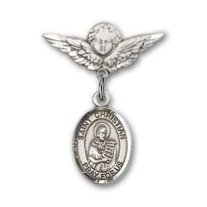   St. Christian Demosthenes Charm and Angel w/Wings Badge Pin Jewelry