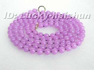 50 10mm natural lavender purple jade bead necklace  