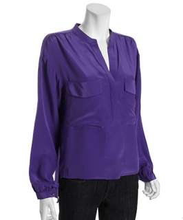 BCBGMAXAZRIA wisteria silk Harper hi low long sleeve blouse