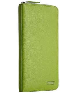 Tumi spring green leather zip travel wallet  