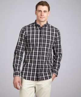 French Connection black plaid Shepherd button front shirt