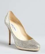 Jimmy Choo silver and gold glitter fabric
