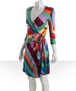 Diane Von Furstenberg purple jersey Diana geometric print wrap dress 