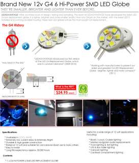 12V 6 SMD LED G4 PIN GLOBE LIGHT MARINE/BOAT/CARAVAN  