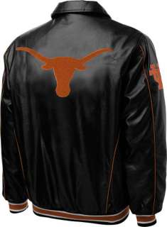 Texas Longhorns Faux Leather Full Zip Varsity Jacket  