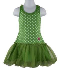 Naartjie Green Jie Jie Netting Trim Dress Polka Spot Dot Leggings 