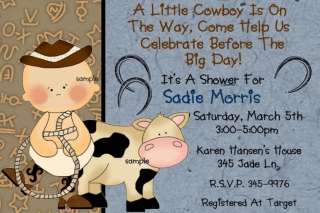 COWGIRL  BABY SHOWER Invitations  Western, Cowboy  