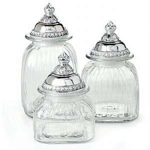   Tuscan Style Glass Kitchen Canisters Set   Large Sizes