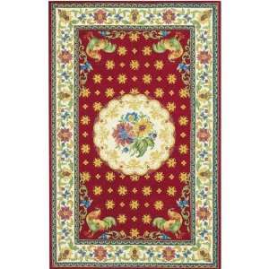  Floral Rooster Area Rug