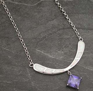   opal square tanzanite cz inlay necklace item nk mc016 17 sterling