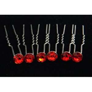  Red Crystal Hair Pins (Pack of 6) 
