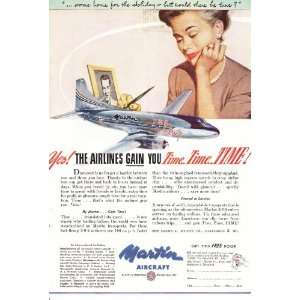   Aircraft Airlines Gain you Time Time Time Lady Vintage Travel Print Ad