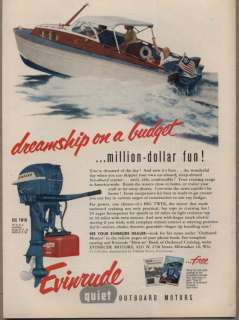 1954 Vintage Ad Evinrude 25 HP Big Twin Quiet Outboard Motors  