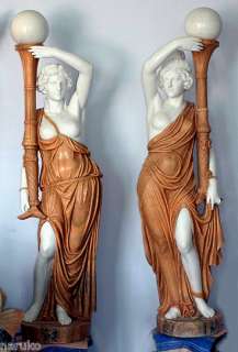 CARVED MARBLE CLASSICAL LADY FLOOR LAMPS 2 COLOR MARBLE  