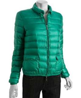 Moncler green emerald quilted Lans down filled zip front jacket 