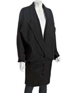 Stella McCartney black wool cashmere boyfriend fit coat   up 