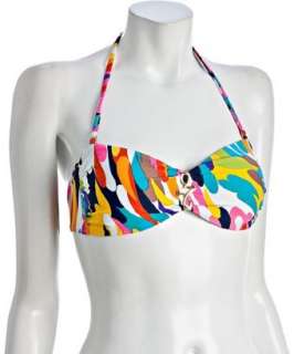 Trina Turk turquoise teardrop print bandeau bikini top   up to 