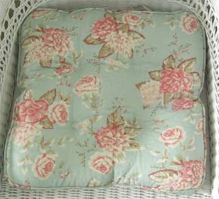 Shabby and vintage Blue w/Pink Floral Soft Chair Pad w/Filling  