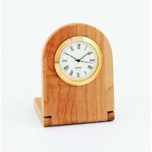  MAPLE ARCHED DESK CLOCK W/ FOLDING STAND.