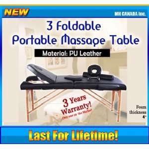  4 Pad Folding Massage Table Adjustable Health SPA Black 