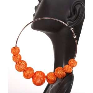   Hoop Earrings with 9 Mesh Disco Balls Basketball Mob Wives Poparazzi