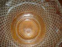   GLASS PUNCH BOWL + 18 CUPS PINEAPPLE DIAMOND PATTERN 50s 60s  