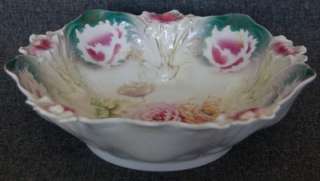 BREATHTAKING R.S. PRUSSIA LILY MOLD 29 DEEP PINK AND YELLOW FLORAL 
