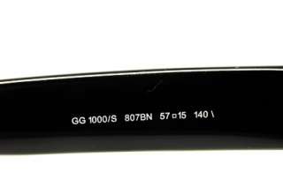 GUCCI GG 1000 807 SUNGLASSES BLACK PLASTIC DARK GREY LENS AUTHENTIC 
