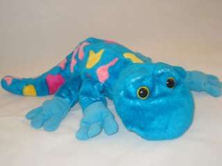 Bright Blue Lizard 16 Pink and Yellow Dots Plush Toy Stuffed Animal 