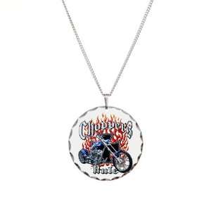  Necklace Circle Charm Choppers Rule Flaming Motorcycle and 