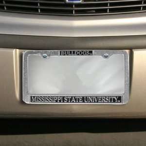   NCAA Mississippi State Bulldogs Pewter License Plate Frame Automotive