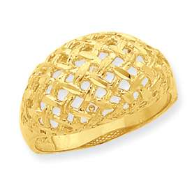 New Beautiful 14k Gold Basket Diamond Cut Dome Ring Available in 