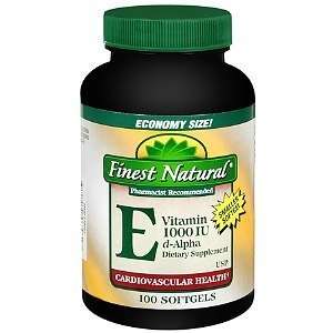  Finest Natural Vitamin E 1000IU Softgels, 100 ea Health 